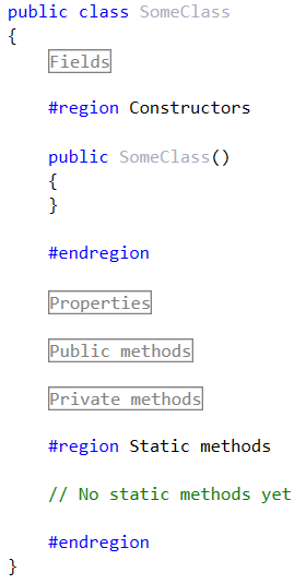 Regions used as a coding standard